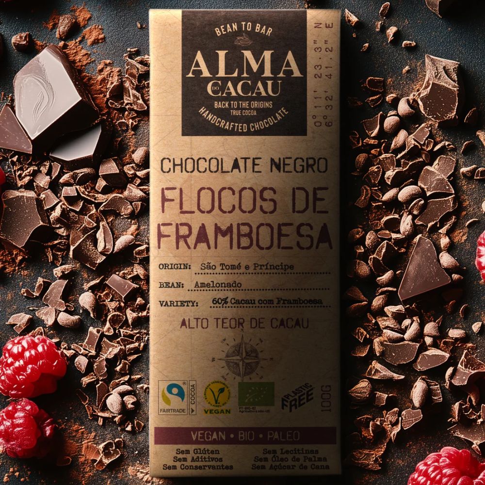 Chocolate Negro BIO 60% c/ Framboesa 100g image number null