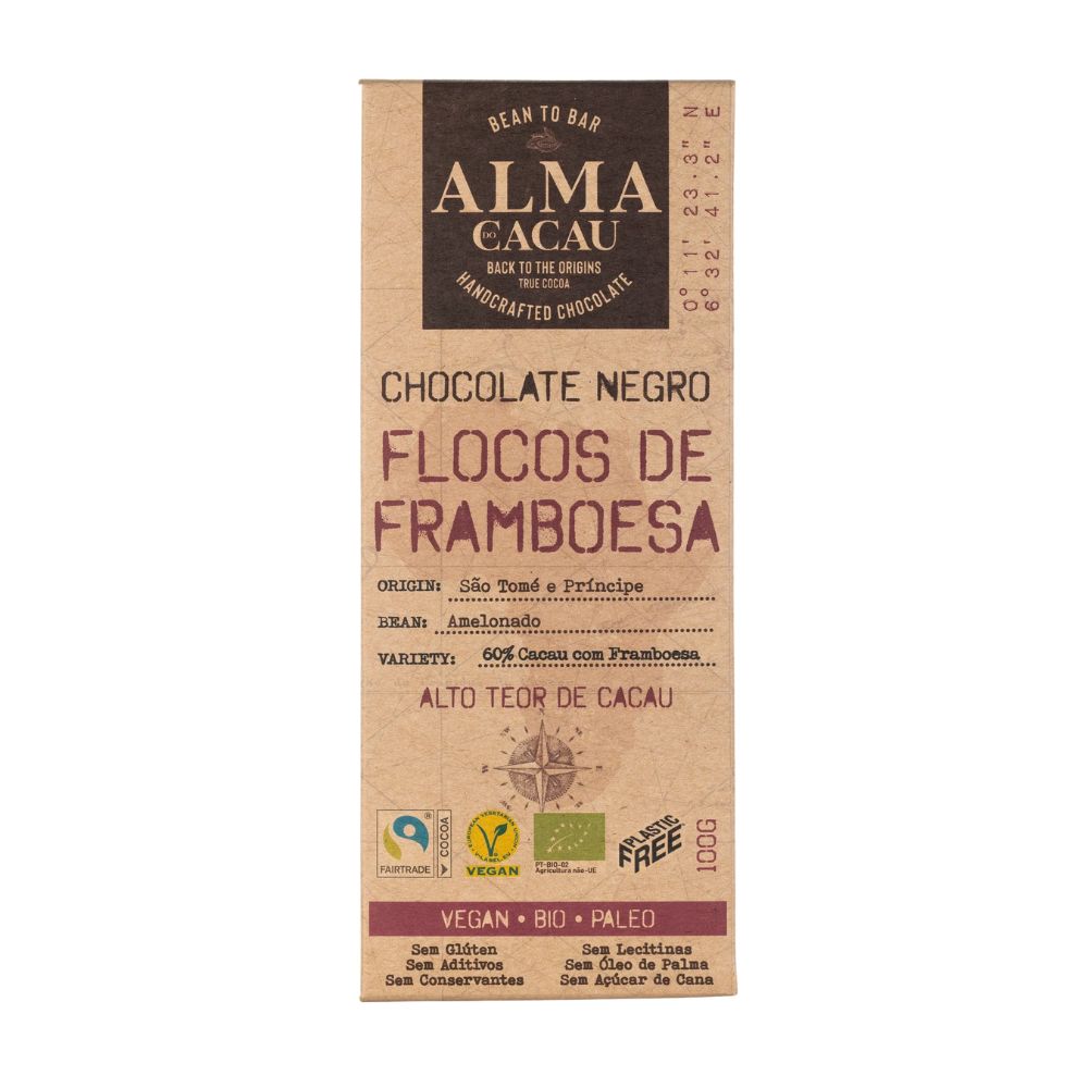 Chocolate Negro BIO 60% c/ Framboesa 100g image number null
